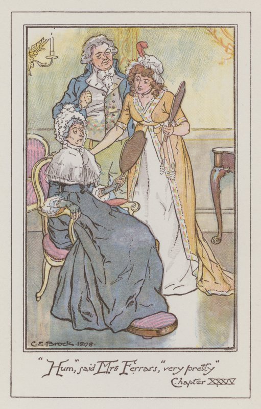 Ilustracja do Rozważnej i romantycznej Jane Austen (litografia kolorowa) autorstwa Charles Edmund Brock