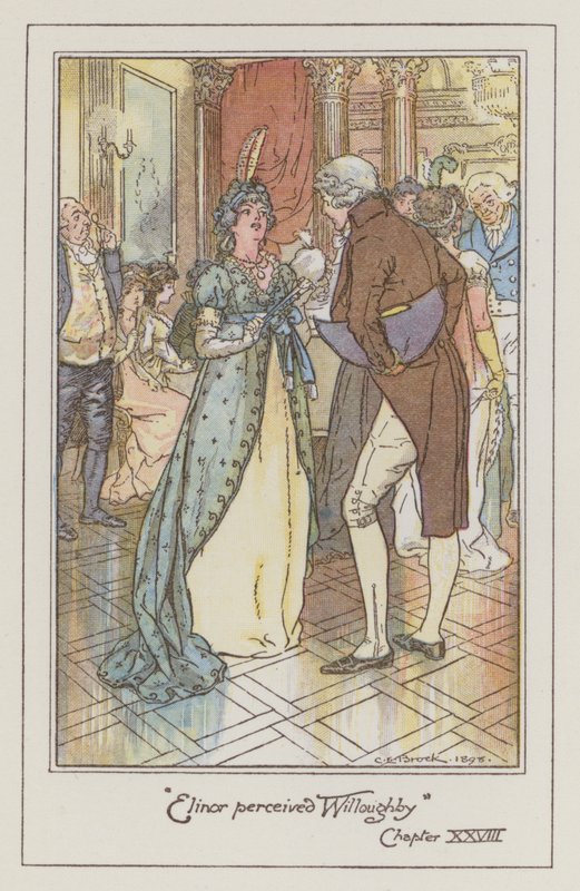 Ilustracja do Rozważnej i romantycznej Jane Austen (litografia kolorowa) autorstwa Charles Edmund Brock