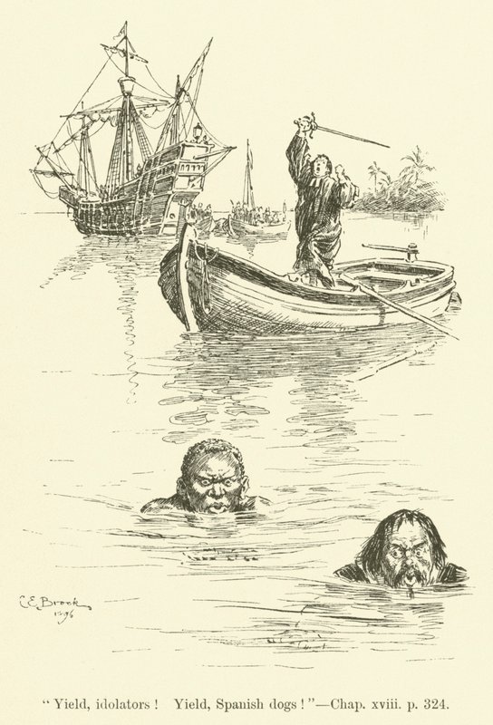 Ilustracja do Westward Ho! autorstwa Charlesa Kingsleya (grafika) autorstwa Charles Edmund Brock