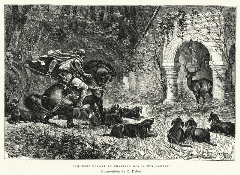 Dagobert przed Kaplicą Świętych Męczenników (rycina) autorstwa Charles Edouard Delort