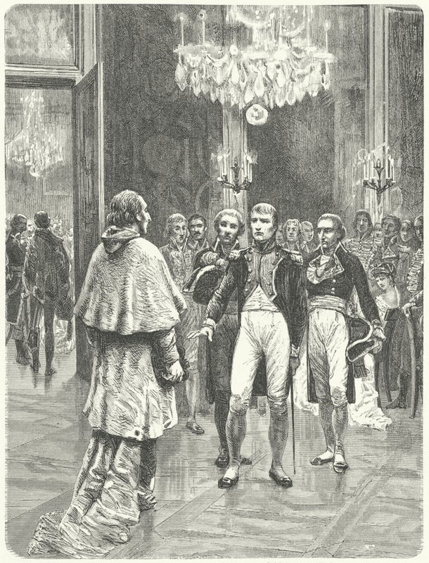 Napoleon odbiera kardynała Ercole Consalvi w Pałacu Tuileries w Paryżu autorstwa Charles Edouard Delort