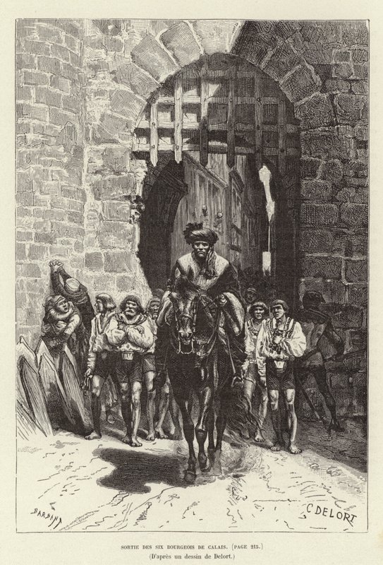 Wyjście z sześciu Bourgeois de Calais. Sześciu mieszczan z Calais opuszcza miasto autorstwa Charles Edouard Delort