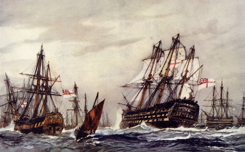 Kecze bombowe pozdrawiające zwycięstwo, grudzień 1805 r. autorstwa Charles Edward Dixon