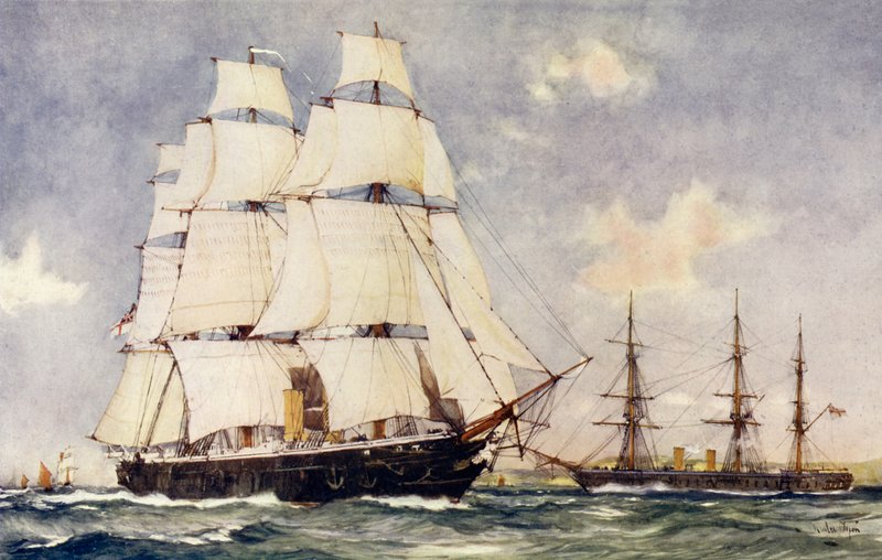 Pierwsze dwa pancerniki w Wielkiej Brytanii autorstwa Charles Edward Dixon
