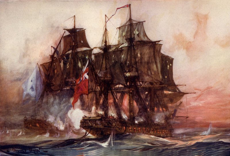 Pyszny pojedynek Aretuzy z francuską Belle Poule, czerwiec 1778 autorstwa Charles Edward Dixon