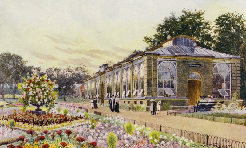 Londyńskie zoo: Monkey House (kolor lito) autorstwa Charles Edwin Flower