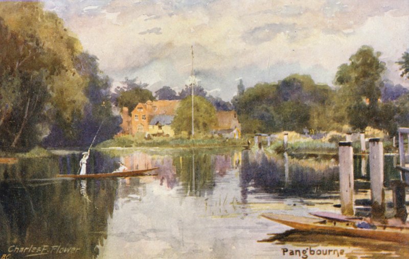 Tamiza: Pangbourne (kolorowa litografia) autorstwa Charles Edwin Flower