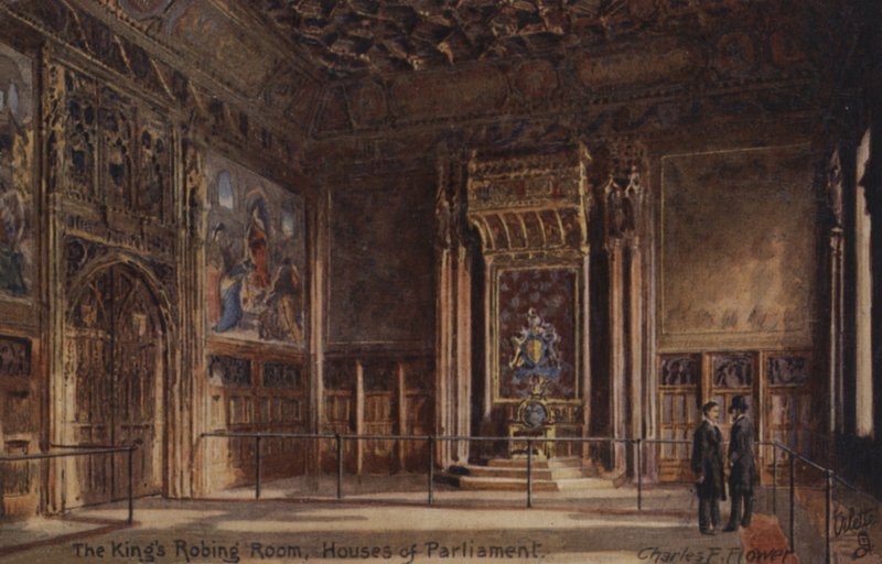 Szata Króla, Houses of Parliament (kolor lito) autorstwa Charles Edwin Flower
