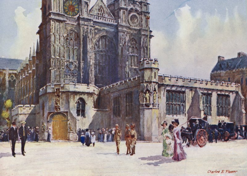 Opactwo Westminsterskie, gdzie osiedlili się król Edward VII i królowa Aleksandra autorstwa Charles Edwin Flower