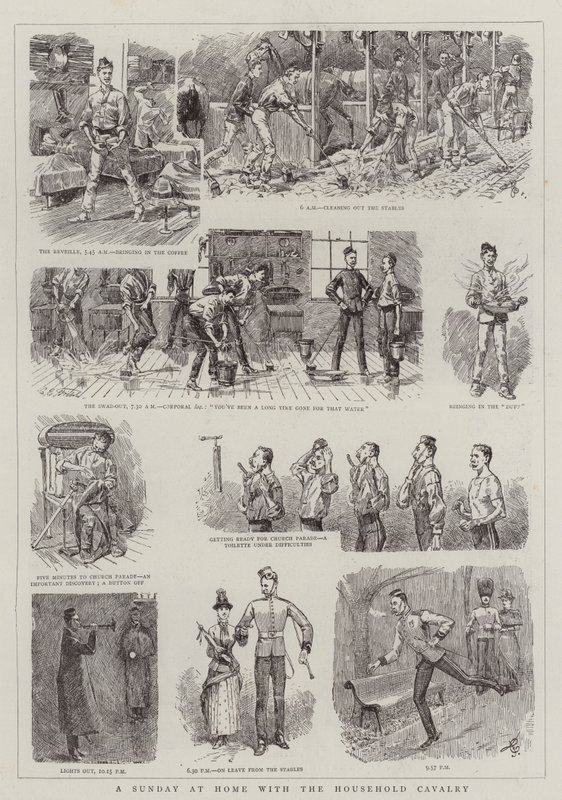 Niedziela w domu z kawalerią domową autorstwa Charles Edwin Fripp