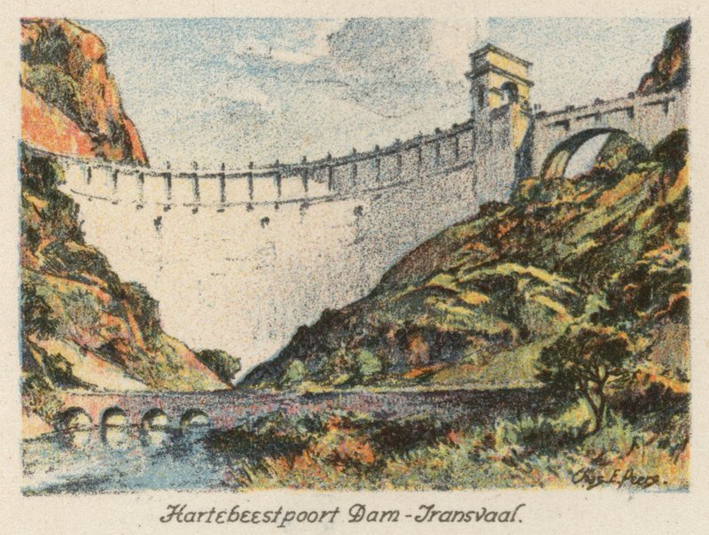 Republika Południowej Afryki: Hartebeestpoort Dam, Transvaal (kolorowa litografia) autorstwa Charles Ernest Peers