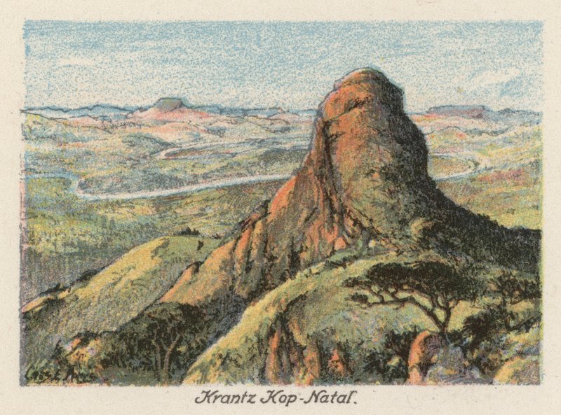 Republika Południowej Afryki: Krantz Kop, Natal (kolorowa litografia) autorstwa Charles Ernest Peers