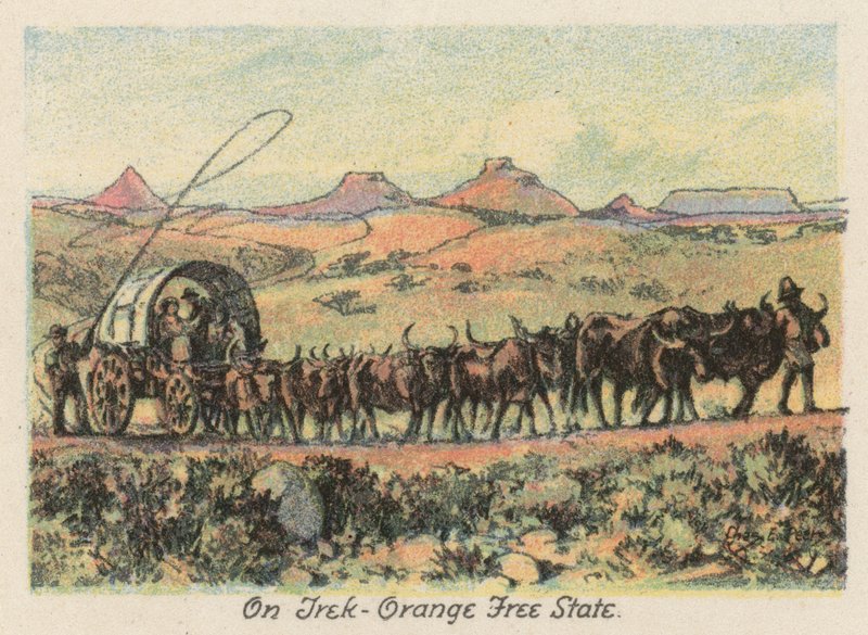 Republika Południowej Afryki: On Trek, Orange Free State (kolorowa litografia) autorstwa Charles Ernest Peers