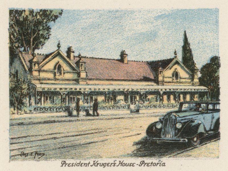 Republika Południowej Afryki: Dom Prezydenta Krugera, Pretoria (kolorowa litografia) autorstwa Charles Ernest Peers