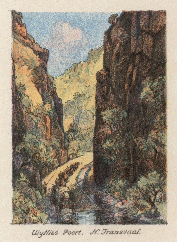 Republika Południowej Afryki: Wyllies Poort, N Transvaal (kolorowa litografia) autorstwa Charles Ernest Peers