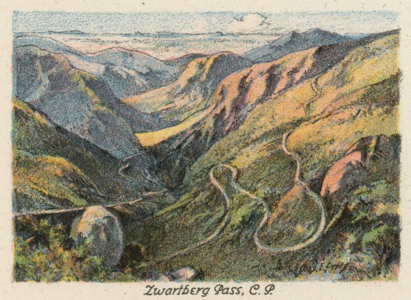 Republika Południowej Afryki: Przełęcz Zwartberg, CP (kolorowa litografia) autorstwa Charles Ernest Peers