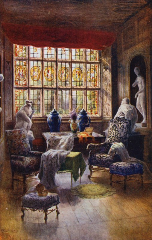 Knole House: Galeria kreskówek, okno (litografia kolorowa) autorstwa Charles Essenhigh Corke