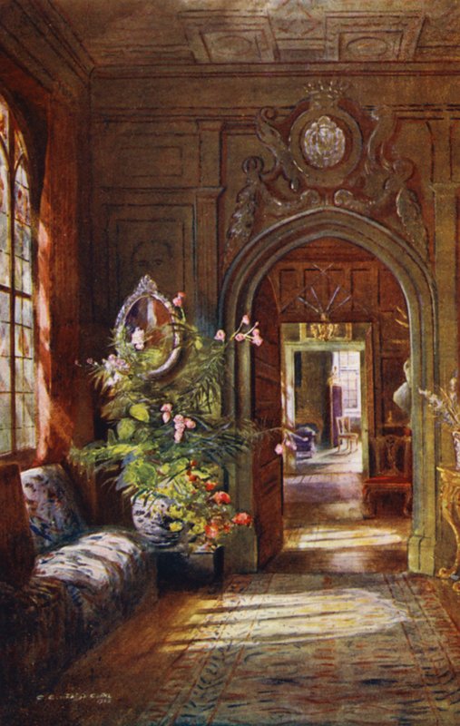 Knole House: Kolumnada (kolorowa litografia) autorstwa Charles Essenhigh Corke
