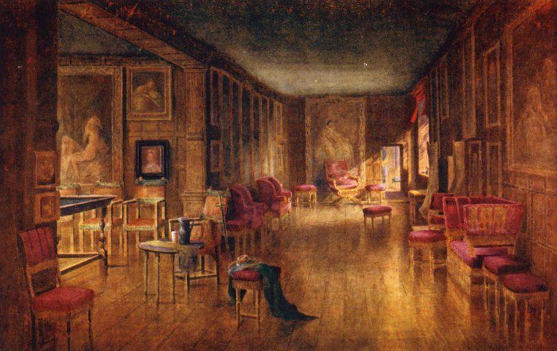 Knole House: Galeria Leicester (litografia kolorowa) autorstwa Charles Essenhigh Corke