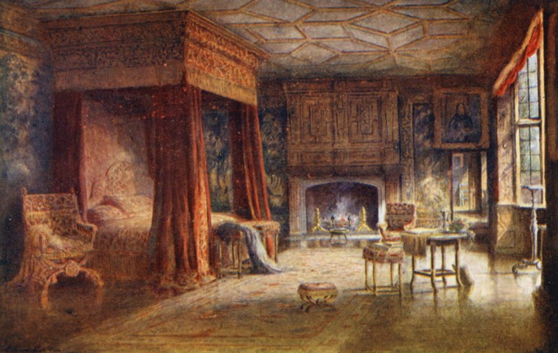 Knole House: Spangled Bedroom (kolorowa litografia) autorstwa Charles Essenhigh Corke