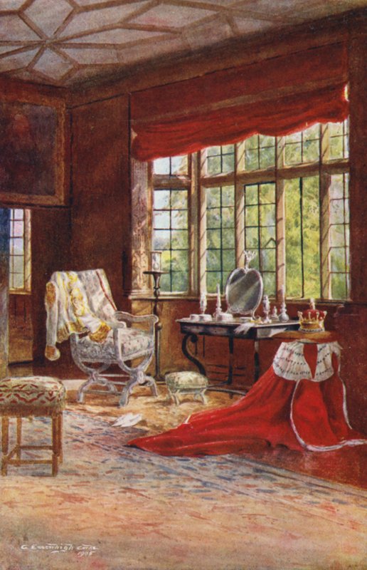 Knole House: Spangled Bedroom, Okno (litografia kolorowa) autorstwa Charles Essenhigh Corke