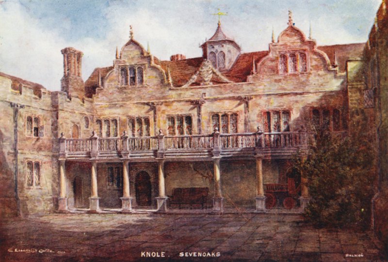 Knole House: Stone Court (litografia kolorowa) autorstwa Charles Essenhigh Corke