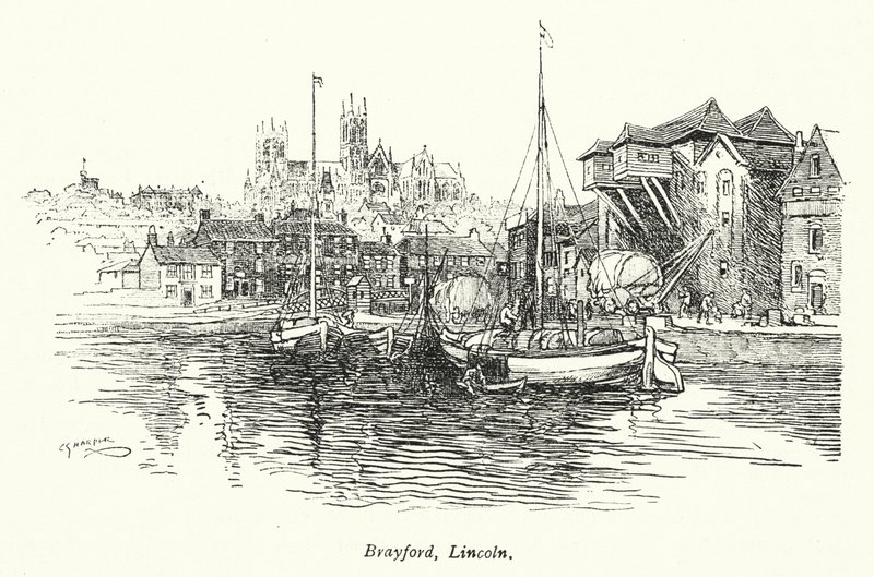 Brayford, Lincoln (litografia) autorstwa Charles George Harper