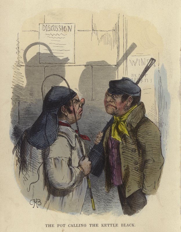 The Pot Calling The Kettle Black (kolorowy grawerunek) autorstwa Charles Henry Bennett