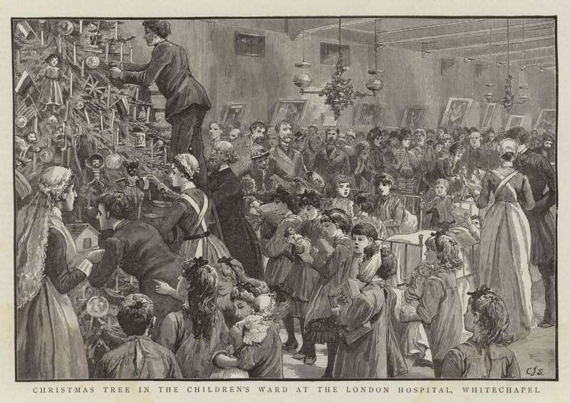 Choinka na oddziale dziecięcym w londyńskim szpitalu, Whitechapel autorstwa Charles J. Staniland