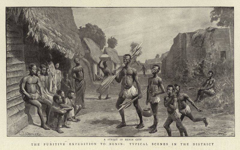 Ekspedycja karna do Beninu, typowe sceny w dystrykcie autorstwa Charles J. Staniland