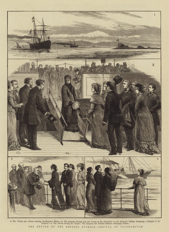 Powrót cesarzowej Eugenii, przyjazd do Southampton autorstwa Charles J. Staniland