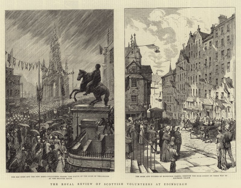 Royal Review of Scottish Volunteers w Edynburgu autorstwa Charles J. Staniland