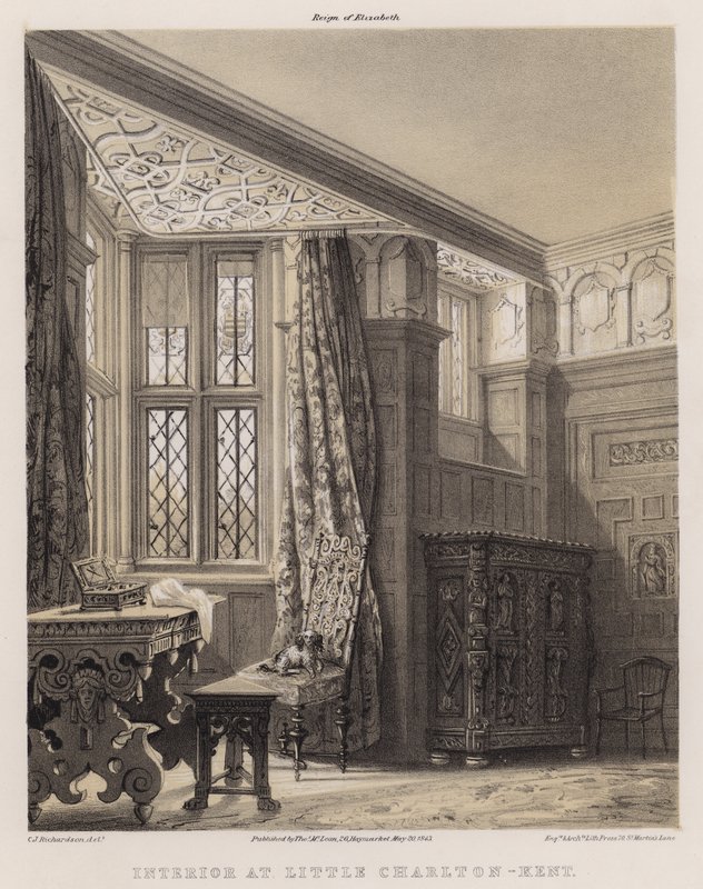 Wnętrze w Little Charlton, Kent (kolor lito) autorstwa Charles James Richardson