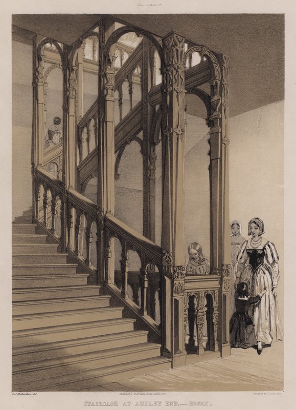 Schody w Audley End, Essex (kolor lito) autorstwa Charles James Richardson
