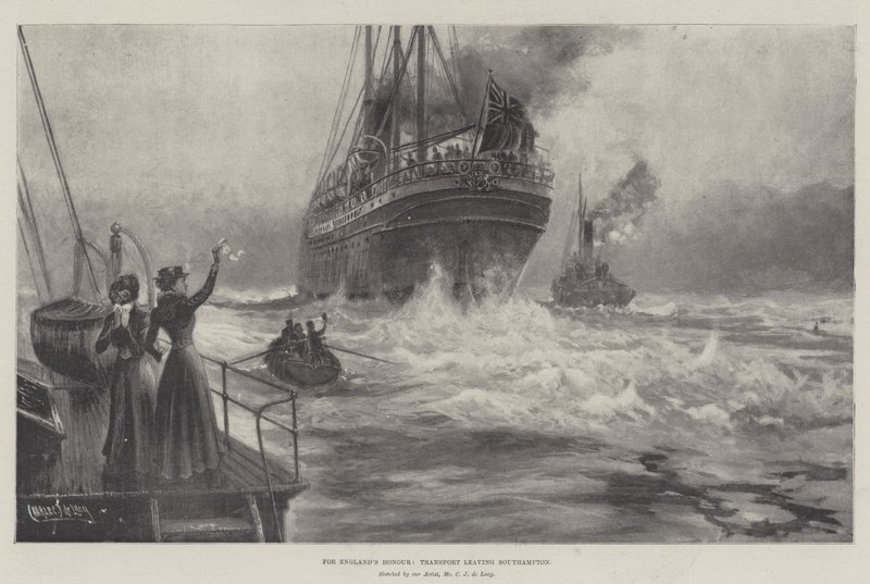 Na cześć Anglii Transport opuszcza Southampton autorstwa Charles John de Lacy