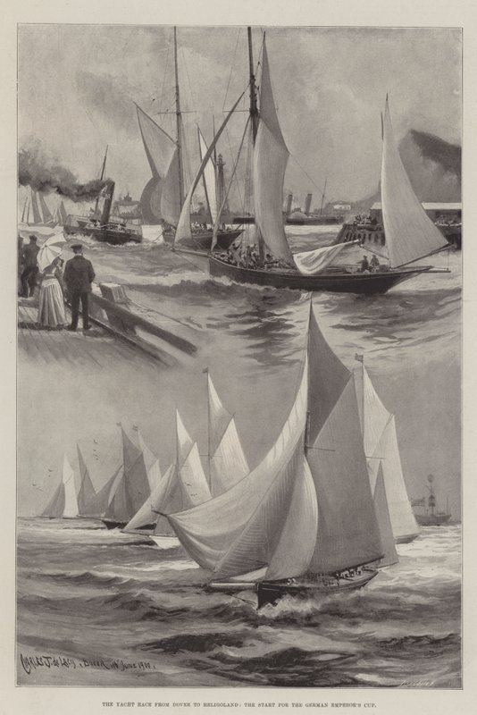 Wyścig jachtów z Dover do Helgolandu, start o Puchar Cesarza Niemiec autorstwa Charles John de Lacy