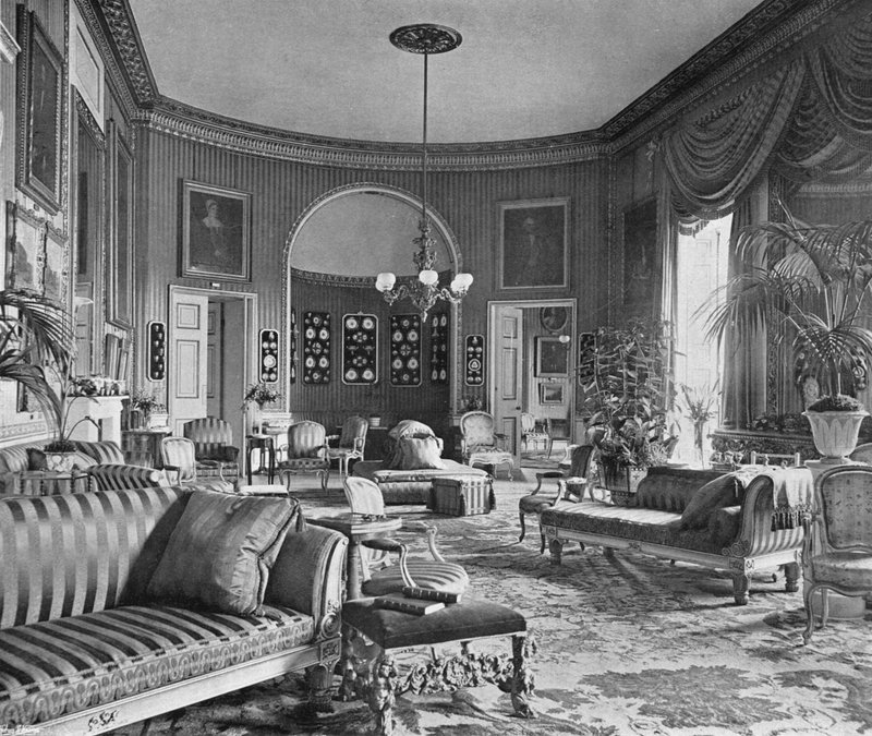 Żółty Salon (zdjęcie czarno-białe) autorstwa Charles Latham