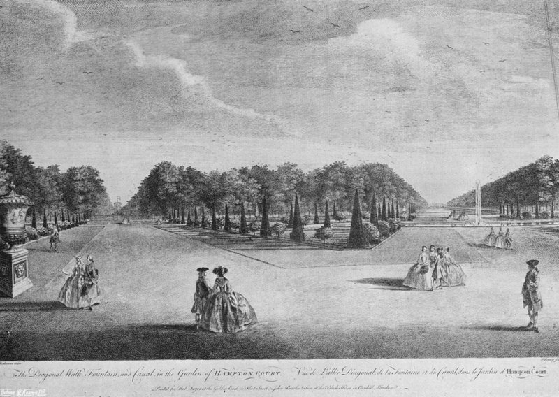 Cisy w Hampton Court w XVIII wieku autorstwa Charles Latham