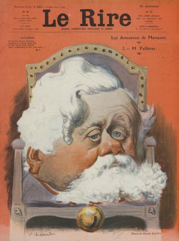 Armand Fallieres, polityk francuski. Ilustracja do Le Rire autorstwa Charles Leandre