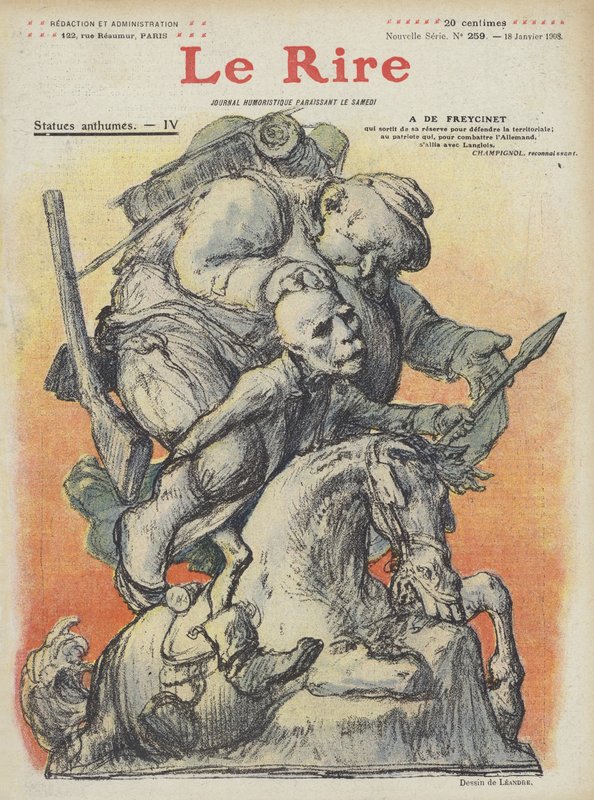 Karykatura francuskiego premiera Charlesa de Freycineta. Ilustracja do Le Rire autorstwa Charles Leandre