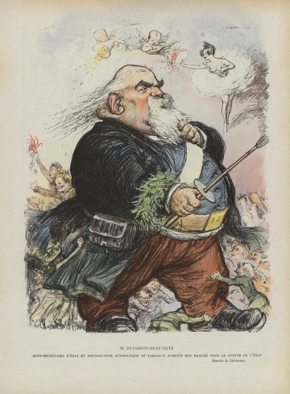 Karykatura francuskiego malarza i polityka Etienne Dujardin-Beaumetz. Ilustracja do Le Rire autorstwa Charles Leandre