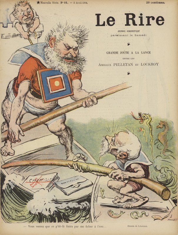 Karykatura francuskich polityków Camille Pelletana i Edouarda Lockroya. Ilustracja do Le Rire autorstwa Charles Leandre