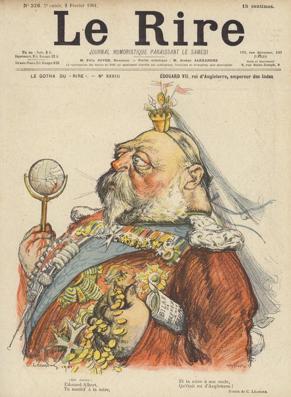 Król Anglii Edward VII, ilustracja do Le Rire autorstwa Charles Leandre