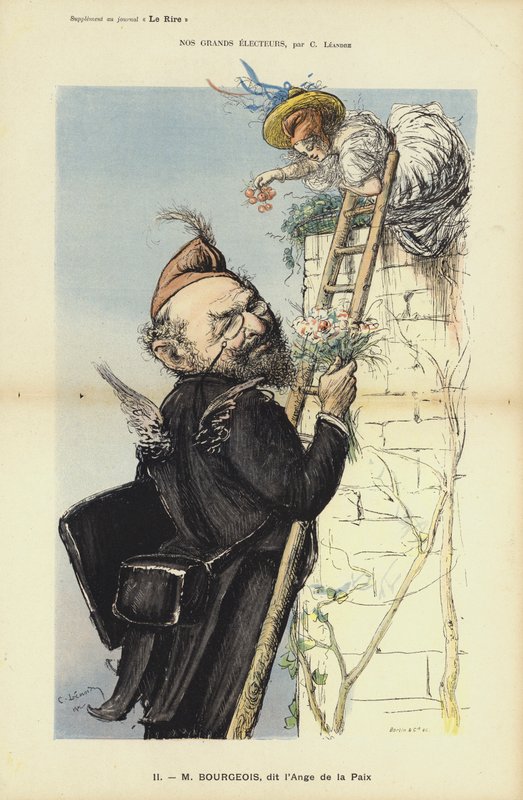 Leon Bourgeois, francuski polityk, ilustracja do Le Rire autorstwa Charles Leandre