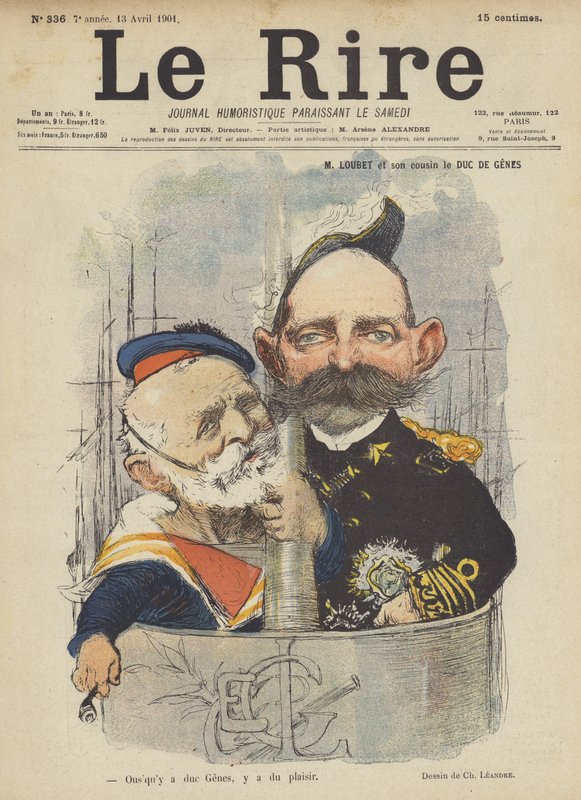 Loubet i jego kuzyn Duc De Genes, ilustracja do Le Rire autorstwa Charles Leandre