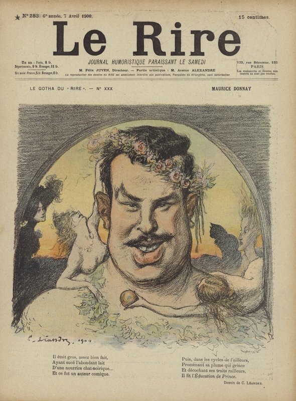 Maurice Donnay, ilustracja do Le Rire autorstwa Charles Leandre