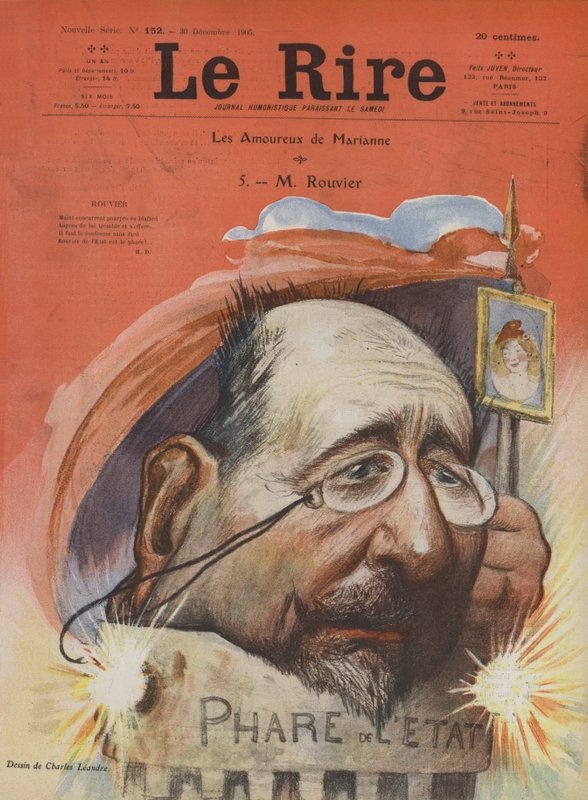 Maurice Rouvier, polityk francuski. Ilustracja do Le Rire autorstwa Charles Leandre