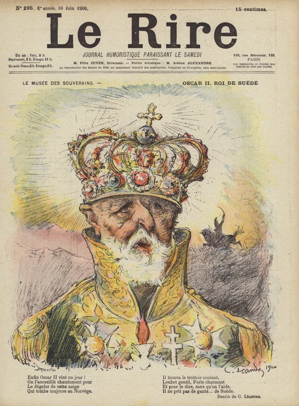 Oscar II, król Szwecji, ilustracja do Le Rire autorstwa Charles Leandre