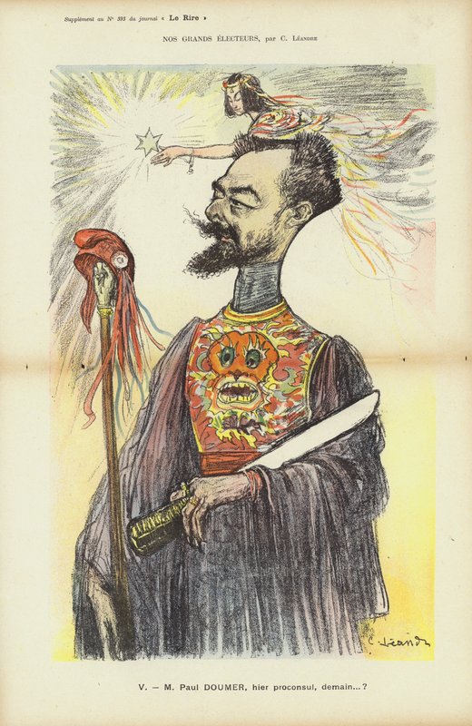 Paul Doumer, francuski polityk, ilustracja do Le Rire autorstwa Charles Leandre