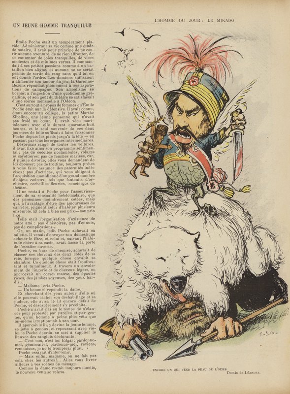 Satyra na wojnę rosyjsko-japońską. Ilustracja do Le Rire autorstwa Charles Leandre